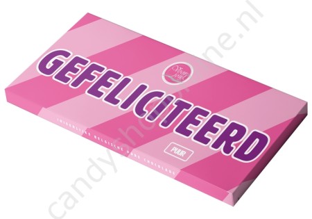Wensreep Voor Jou Gefeliciteerd Puur 70gr.(Pure chocolade)(rose streep)