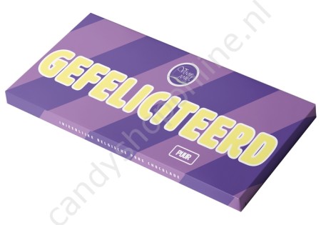 Wensreep Voor Jou Gefeliciteerd Puur 70gr.(Pure chocolade)(paarse streep)