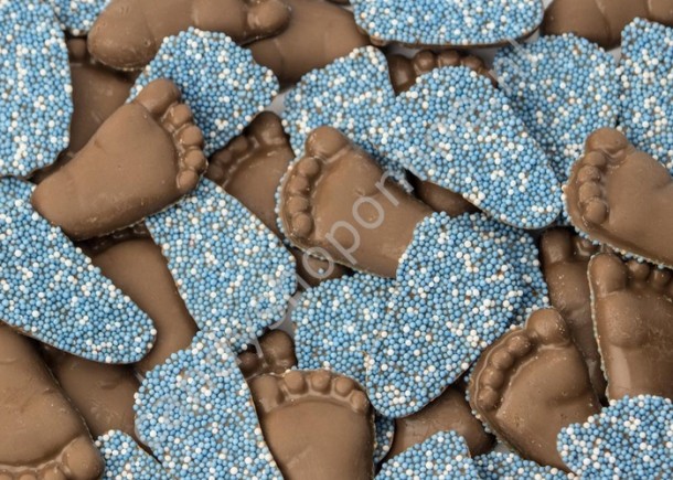 Heijningen Chocolade Babyvoetjes Blauw ±4cm