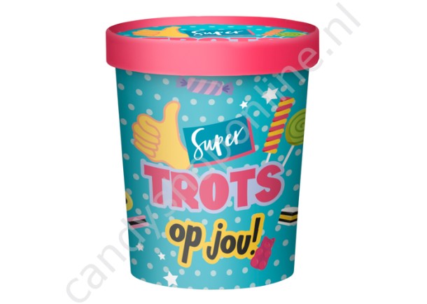 Candy bucket Super TROTS op jou 500gr.