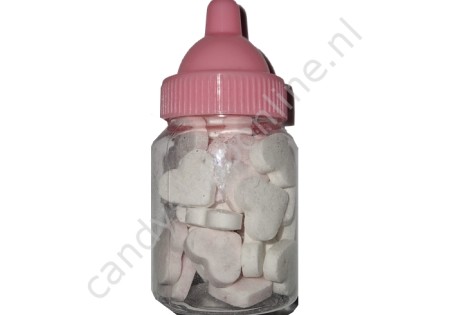 Babyflesje Dextrose hartjes roze/wit